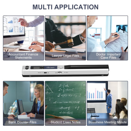 Scanner de documents portable, 900 dpi USB portatif - Scanner d'images A4 couleur - Scanner mobile - Scanner pratique (format JP
