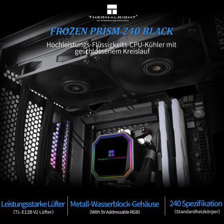 Thermalright Frozen Prism 240 Refroidisseur d'eau pour processeur avec deux ventilateurs PWM, pour AMD AM4/AM5, Intel 1150/1155/