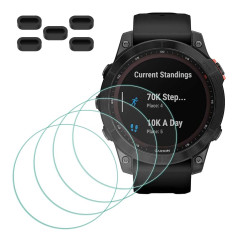 MTHGH Protection Écran pour Garmin Fenix 7/7 Sapphire Solar Verre Trempé [4 pièces]+ Bouchons anti-poussière 5 pièces, Protecteu