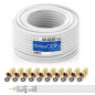 deleyCON 20m HQ Câble Coaxial Satellite SAT 130dB Blindé 4 Couches DVB-S DVB-S2 DVB-T DVB-C 4K 1080p FULL HD HDTV + 10 Connecteu deleyCON 20m HQ Câble Coaxial Satellite SAT 130dB Blindé 4 Couches DVB-S DVB-S2 DVB-T DVB-C 4K 1080p FULL HD HDTV + 10 Connecteu
