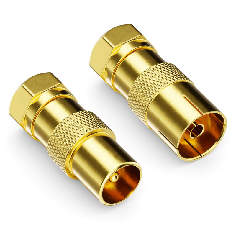 deleyCON 2 Pièces Adaptateur de Câble Sat comme Set - Connecteur F sur 1x Prise D'antenne & 1x Prise D'antenne Connecteur D'ante deleyCON 2 Pièces Adaptateur de Câble Sat comme Set - Connecteur F sur 1x Prise D'antenne & 1x Prise D'antenne Connecteur D'ante