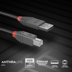 LINDY - Câble USB vers USB 2.0 A/B, Anthra Line 7.5 Mètre, Câble avec Transfert de Données de 480Mbps| Compatible avec TV, Monit