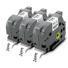 Pristar 24mm Compatible pour Brother TZe-251 TZe251 TZ-251 TZe 24mm Noir sur Blanc Laminé Etiqueteuse pour Brother PT-P750W PT-D