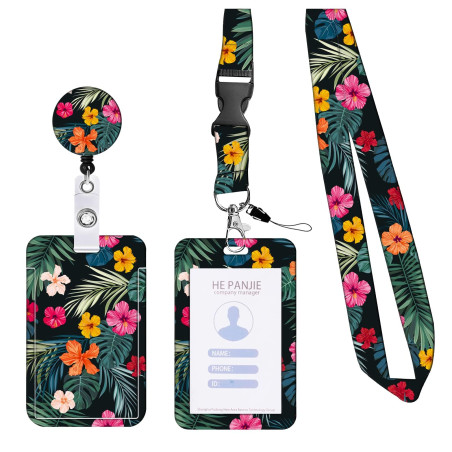 GEFIRE Porte Badge avec 360° cordon réglable et clip tournant Compatible avec badges, clés Lanière Détachable et Clip Rétractabl