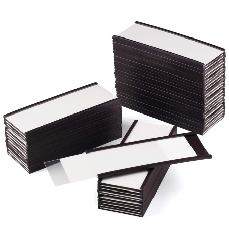 LLPT Porte-Étiquettes Magnétiques 50pcs 40MM X 100MM Étiquettes Magnétiques Inscriptible Amovible Sans Saleté pour le Tableau Bl
