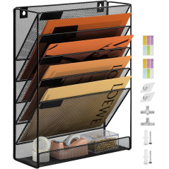 PLSOPPKG Porte-documents mural à 6 niveaux A4 à suspendre - En maille métallique durable - Porte-revue mural de bureau à 6 nivea