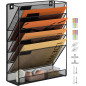 PLSOPPKG Porte-documents mural à 6 niveaux A4 à suspendre - En maille métallique durable - Porte-revue mural de bureau à 6 nivea PLSOPPKG Porte-documents mural à 6 niveaux A4 à suspendre - En maille métallique durable - Porte-revue mural de bureau à 6 nivea
