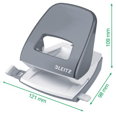 Leitz – Perforateur, 30 Feuilles, Réglette de Guidage avec Marquages des Formats, Métal, Emballage Boîte, pour Maison Bureau Éco