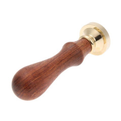 JUHONNZ Tampon de cire vintage avec poignée en bois et tête en laiton pour enveloppes de mariage, invitations, style plume