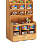 Mnkyer Organisateur de bureau en bois, porte-stylos multifonctionnel, support de rangement pour l'école, la maison, le bureau et Mnkyer Organisateur de bureau en bois, porte-stylos multifonctionnel, support de rangement pour l'école, la maison, le bureau et
