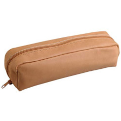 Clairefontaine 8300C -Trousse Scolaire Rectangulaire en Cuir couleur Naturel 22x5x3cm en Véritable Cuir d'Agneau - Fourniture Sc