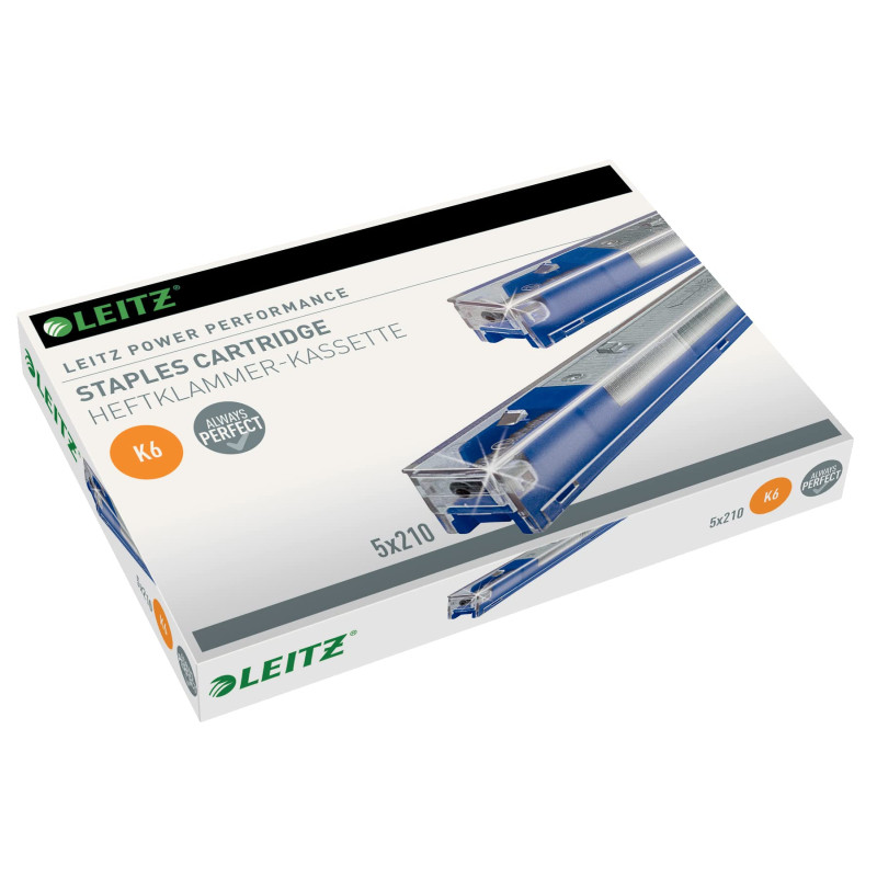Leitz Power Performance Cassettes d'Agrafes Heavy Duty K6, Galvanisé, Boîte de 5 Cassettes, 5 x 210 Agrafes, 55910000 Leitz Power Performance Cassettes d'Agrafes Heavy Duty K6, Galvanisé, Boîte de 5 Cassettes, 5 x 210 Agrafes, 55910000