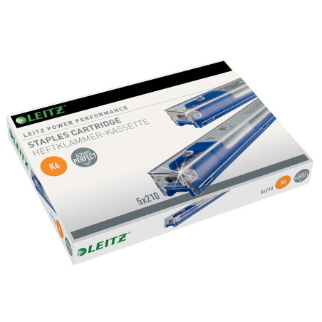 Leitz Power Performance Cassettes d'Agrafes Heavy Duty K6, Galvanisé, Boîte de 5 Cassettes, 5 x 210 Agrafes, 55910000