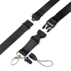 Cordons Noir Tour de Cou plats amovibles avec boucle Lanière Breakaway anti-étouffement clip en métal et boucle pour badge d'ide