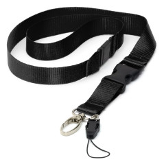 Cordons Noir Tour de Cou plats amovibles avec boucle Lanière Breakaway anti-étouffement clip en métal et boucle pour badge d'ide