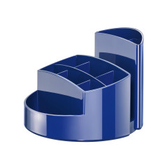 HAN Pot à crayons RONDO – Pot à crayons élégant avec 9 compartiments, stable, ultra brillant et de qualité supérieure, bleu, 174