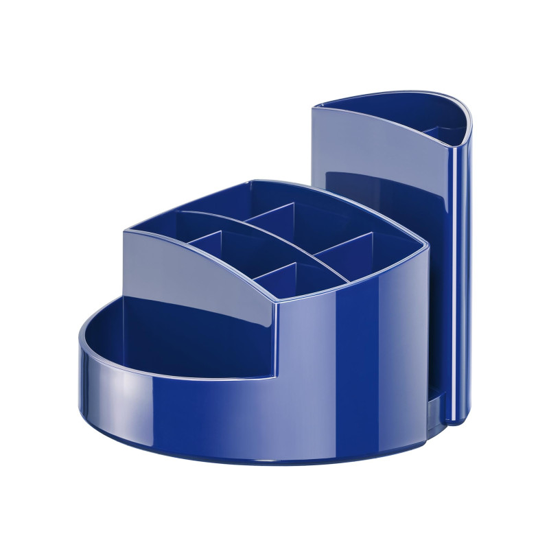 HAN Pot à crayons RONDO – Pot à crayons élégant avec 9 compartiments, stable, ultra brillant et de qualité supérieure, bleu, 174