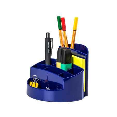 HAN Pot à crayons RONDO – Pot à crayons élégant avec 9 compartiments, stable, ultra brillant et de qualité supérieure, bleu, 174
