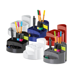 HAN Pot à crayons RONDO – Pot à crayons élégant avec 9 compartiments, stable, ultra brillant et de qualité supérieure, bleu, 174