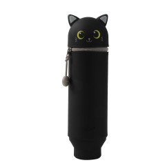I-TOTAL® - Trousse en Silicone Souple pour l'École, Extensible avec Forme Profilée (Black Cat)