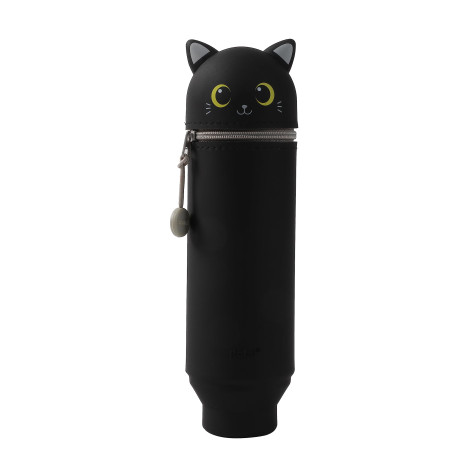 I-TOTAL® - Trousse en Silicone Souple pour l'École, Extensible avec Forme Profilée (Black Cat)