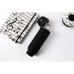 I-TOTAL® - Trousse en Silicone Souple pour l'École, Extensible avec Forme Profilée (Black Cat)