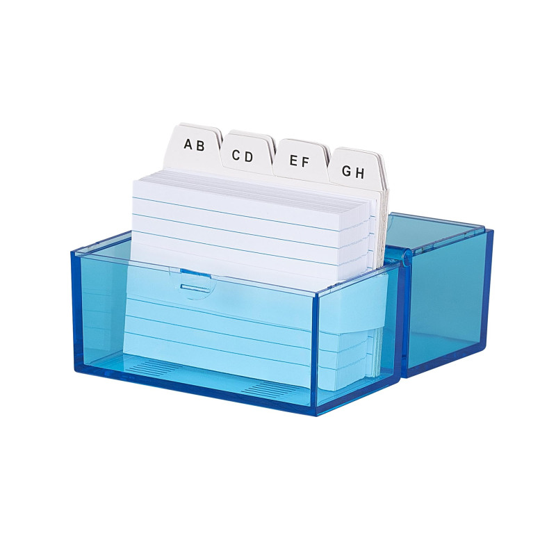 WEDO Boîte à fiches A8 à l'italienne, bleu transparent, WEDO Boîte à fiches A8 à l'italienne, bleu transparent,
