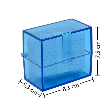 WEDO Boîte à fiches A8 à l'italienne, bleu transparent,
