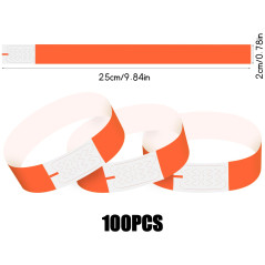 Catime TY001 100 pièces Bracelets d‘identification, Étanche Indéchirable Tyvek en Sécurité avec Fermeture Adhésive, Imprimables