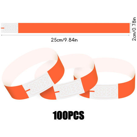 Catime TY001 100 pièces Bracelets d‘identification, Étanche Indéchirable Tyvek en Sécurité avec Fermeture Adhésive, Imprimables