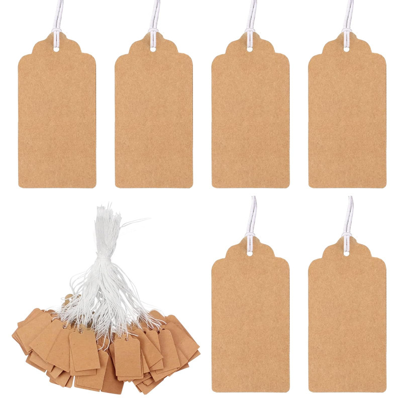 aupawdy 500pcs etiquette avec ficelle etiquette bijoux etiquette étiquettes de Prix étiquettes kraft pour Vêtement de Bijoux mar