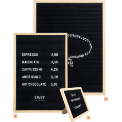 Securit Tableau avec lettres 60 x 80 cm en bois naturel et feutre - Comprend 360 lettres, chiffres, symboles et un kit de montag