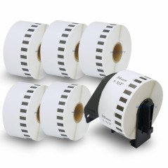 BETCKEY - 6 DK-22225 Rouleau de Papier Continu Compatible avec Brother, 38mm x 30.48m, 6 Étiquettes pour Imprimantes d'Étiquette
