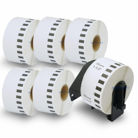 BETCKEY - 6 DK-22225 Rouleau de Papier Continu Compatible avec Brother, 38mm x 30.48m, 6 Étiquettes pour Imprimantes d'Étiquette