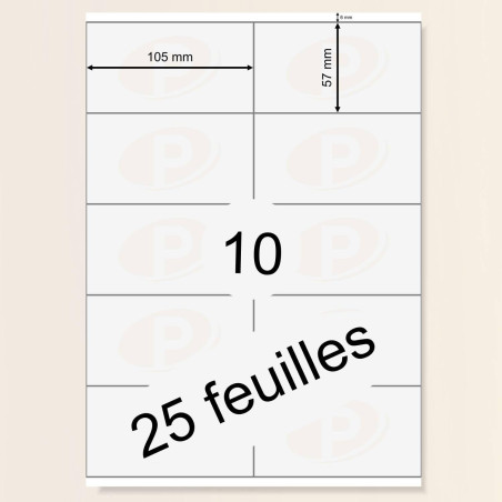 Printation Étiquettes Autocollantes 105 x 57 mm, 250 Étiquettes à Imprimer, 100 Feuilles de Papier Autocollant Imprimante A4, Bl