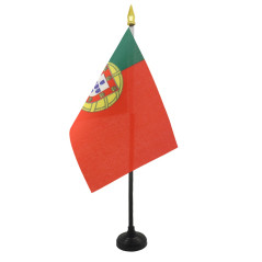 AZ FLAG - Mini Drapeau Portugal De Table - 15x10 cm - Drapeau Portugais De Bureau 100% Polyester Avec Hampe Pointe Dorée 25cm