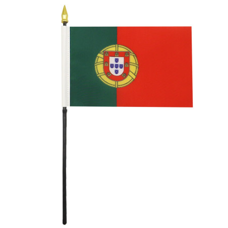 AZ FLAG - Mini Drapeau Portugal De Table - 15x10 cm - Drapeau Portugais De Bureau 100% Polyester Avec Hampe Pointe Dorée 25cm