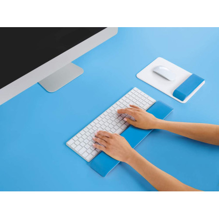 Leitz Ergo WOW Repose-Poignet Ajustable pour Clavier, Hauteur Réglable sur 2 Positions, Bleu/Blanc, 65230036