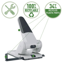 Leitz Perforatrice Gros Travaux & Sans Effort, Capacité 65 Feuilles, Bleu, Métal, Réglette de Guidage avec Repères, Heavy Duty,