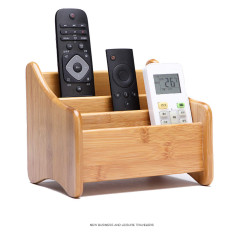 Holzsammlung Boîte de rangement de bureau, 3 Compartiments en Bambou Multi-Fonctionnels Organisateur Télécommande TV Home Articl