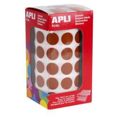 Apli 11486 - Gommettes Rondes en rouleau - Couleur : Marron - Dimension : 15 mm.