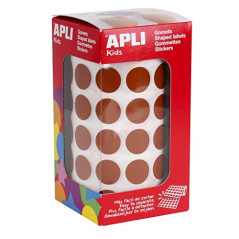 Apli 11486 - Gommettes Rondes en rouleau - Couleur : Marron - Dimension : 15 mm.