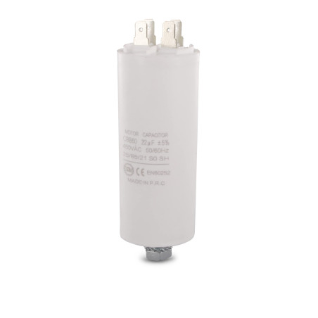 DL-pro Condensateur universel 22 µF 450 V Ø 40 x 95 mm avec connecteurs AMP 6,3 mm et vis de fixation M8 CBB60 pour appareils él