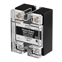 Heschen Relais statique monophasé DC/DC, SSR-100DD, entrée 4-32VDC, sortie 24-220VDC, 100A 50-60Hz