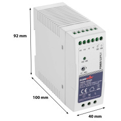 Poppstar Alimentation pour rail DIN ultra-mince 24V DC 2,5 A 60 W (bloc d'alimentation pour rail DIN 24V 2,5A / transformateur p