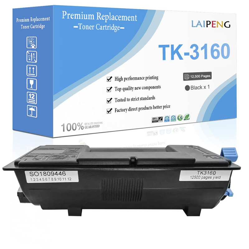 Cartouche de Toner Noir Compatible Kyocera TK3160 TK-3160 avec Puce pour imprimante Laser Kyocera ECOSYS P3145dn M3145dn M3145id Cartouche de Toner Noir Compatible Kyocera TK3160 TK-3160 avec Puce pour imprimante Laser Kyocera ECOSYS P3145dn M3145dn M3145id
