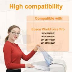 D&C Cartouches d'encre compatibles pour Epson T9451 T9452 T9453 T9454 pour Epson Workforce Pro WF-C5710DWF WF-C5790DWF WF-C5210D