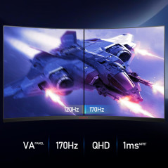 KOORUI Écran PC Gaming Incurvé 31,5 Pouces, Ultrawide QHD(2560 * 1440), 1500R, UltraLarge, VA, 170Hz, 2xHDMI (170HZ Or 144HZ), D