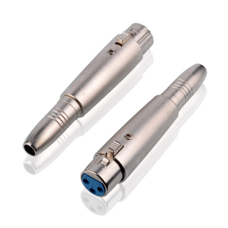 S SIENOC Lot de 2 adaptateurs XLR vers 6,35 mm plaqués nickel XLR femelle vers connecteur femelle 6,35 mm Métal argenté