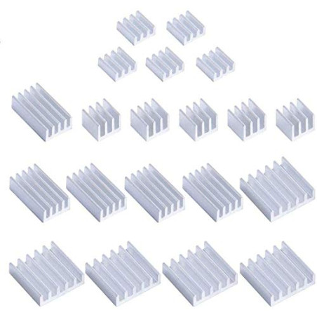 GeeekPi 20PCS Dissipateurs de Chaleur pour Raspberry Pi 4 Modèle B,Raspberry Pi Dissipateurs de Chaleur en Aluminium avec Ruban